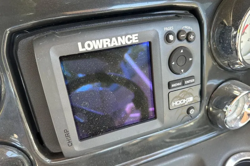 Slide: The Image of Lowrance Hook 5 fish finder on 2017 Ranger Reata 220C dashboard. - 20