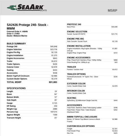 Slide: The Image of SeaArk Protege 240 / Suzuki DF250TX 2026 - 2