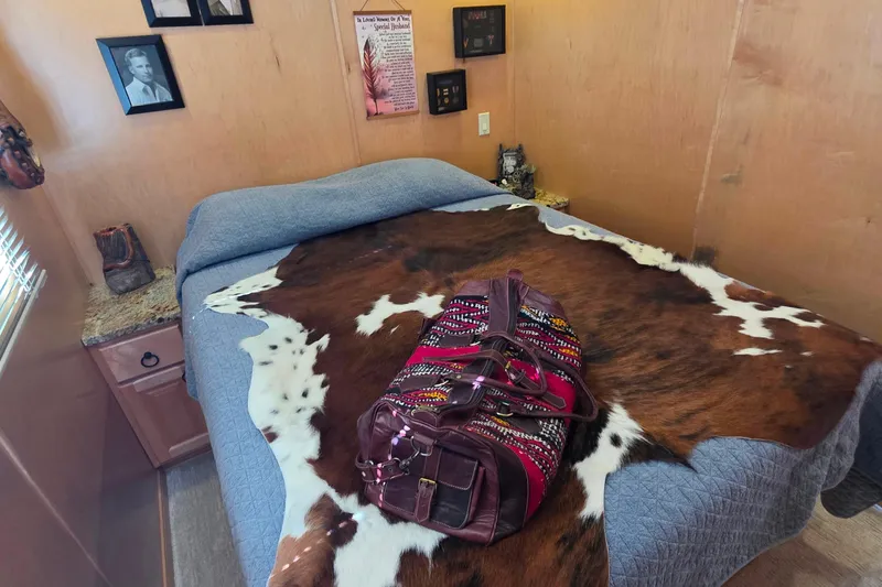 Slide: The Image of Cozy bedroom with cowhide decor and colorful bag on bed, Sailabration 64, 2015 model. - 32