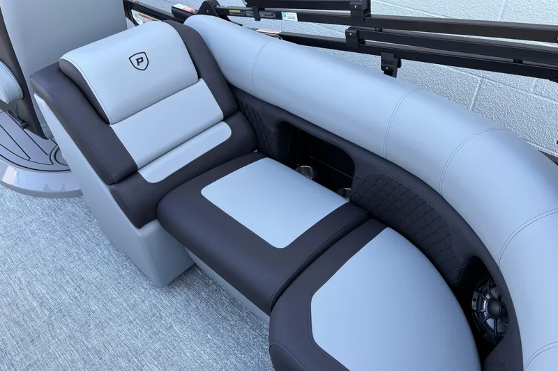 Slide: The Image of Luxurious seating on 2026 Premier 210 Sunsation RF boat, featuring sleek design and premium materials. - 6