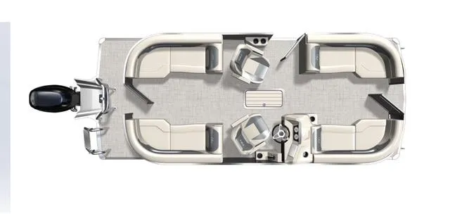 Slide: The Image of 2025 Barletta ARIA 22QC pontoon boat, top view, spacious seating layout. - 11
