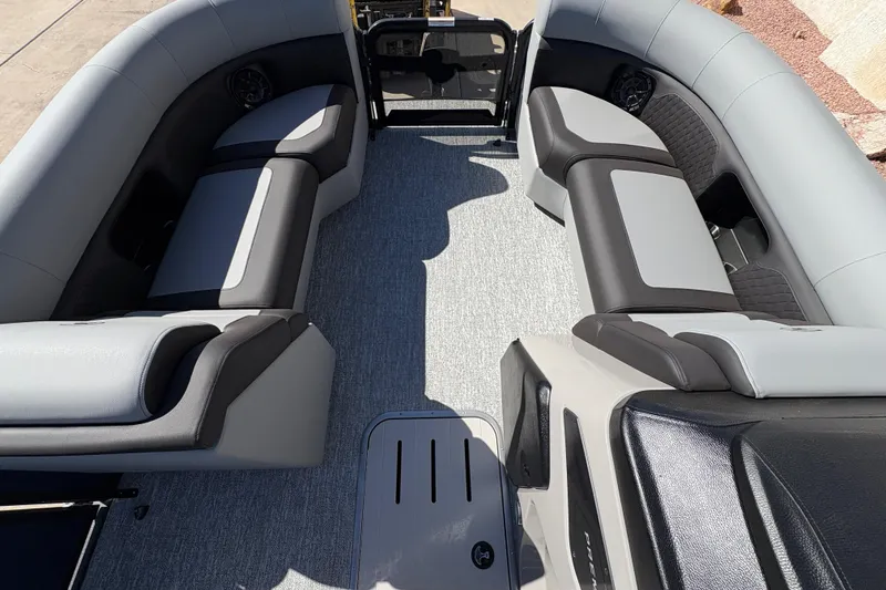 Slide: The Image of Luxurious seating on the 2026 Premier 210 Sunsation RF pontoon boat. - 6