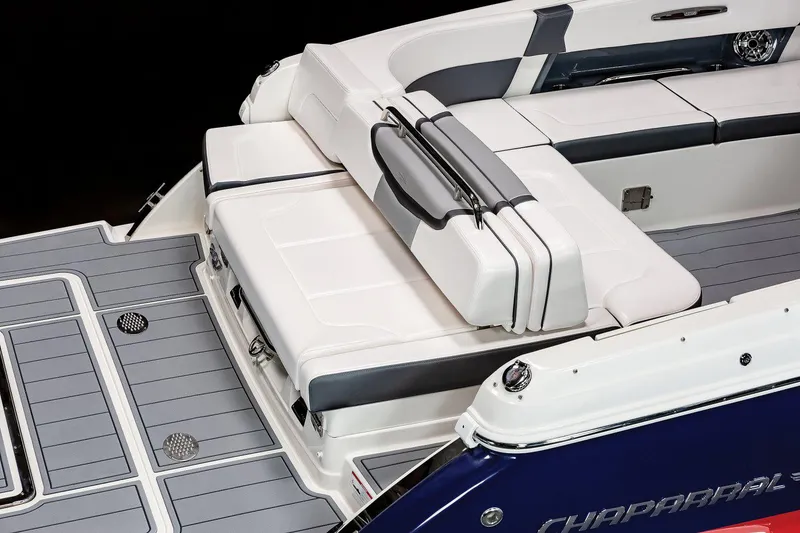 Slide: The Image of Manufacturer Provided Image: 2023 Chaparral 307 SSX boat with luxurious seating and sleek design. - 17