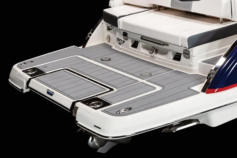 Slide: The Image of Manufacturer Provided Image: 2023 Chaparral 307 SSX boat swim platform and seating area. - 18