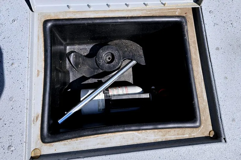 Slide: The Image of Storage compartment in 2017 Ranger RT188 boat with tools and equipment. - 16