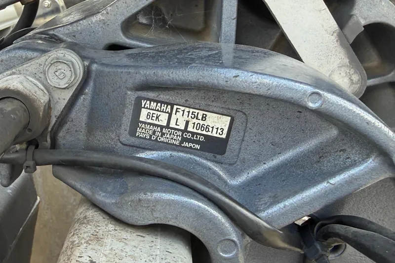 Slide: The Image of Close-up of Yamaha F115LB engine part on 2019 SunChaser Geneva Cruise 22 LR PSB. - 24