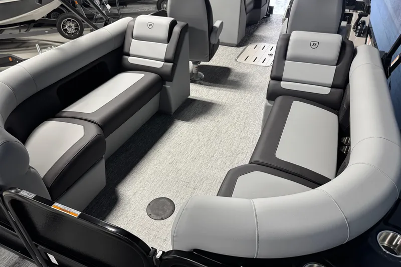 Slide: The Image of Luxurious seating in 2026 Premier 230 SunSation RF pontoon boat interior. - 15