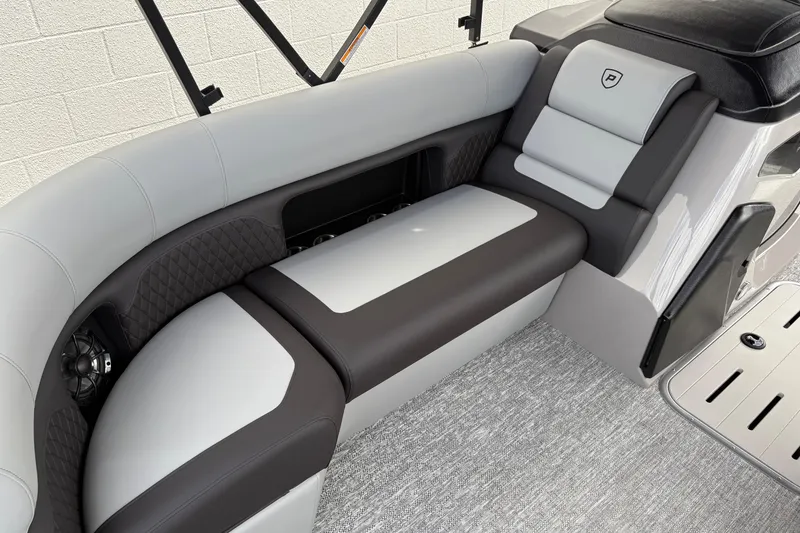 Slide: The Image of Luxurious seating on 2026 Premier 230 Sunsation RL boat, featuring sleek design and premium materials. - 16