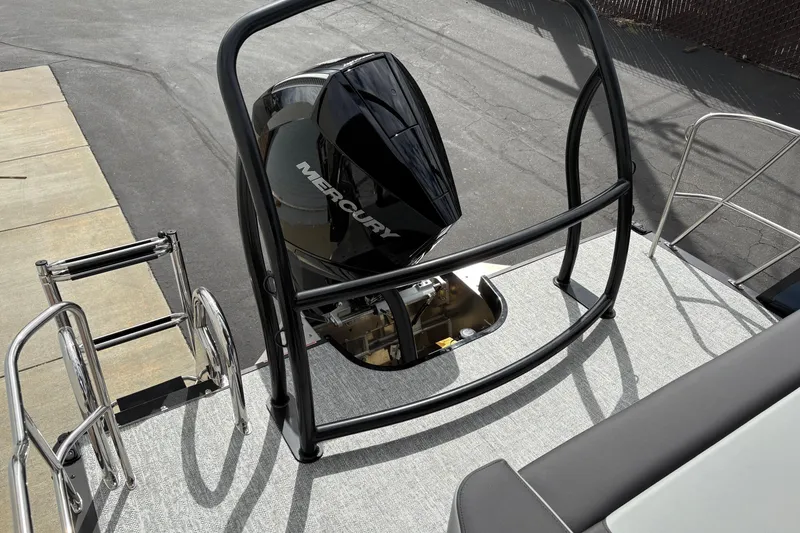 Slide: The Image of 2026 Premier 230 Sunsation RL boat with Mercury engine and ladder on deck. - 8