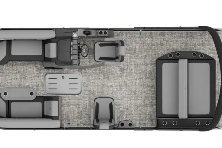 Slide: The Image of 2026 Premier 210 Sunsation RL pontoon boat on trailer, sunny outdoor setting. - 2