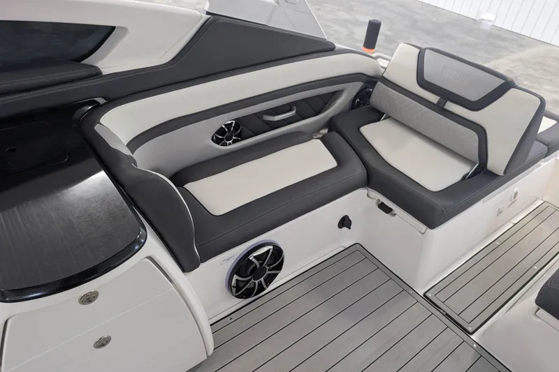 Slide: The Image of 2022 Yamaha Boats 275SD interior with sleek seating and modern design. - 6