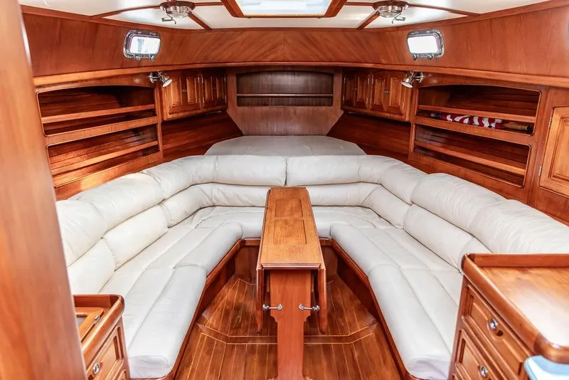 Slide: The Image of Luxurious 1994 Little Harbor Express yacht interior with plush seating and elegant wood finish. - 37