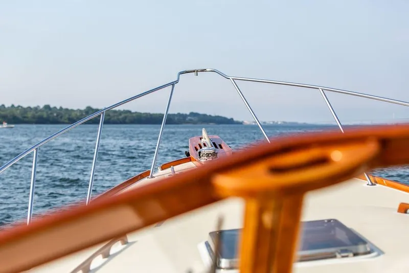 Slide: The Image of Bow view of 1994 Little Harbor Express boat on open water. - 70