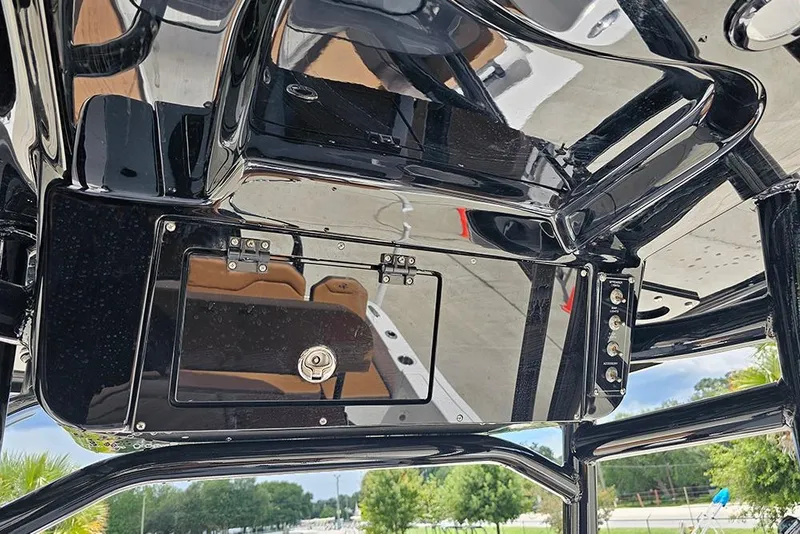 Slide: The Image of 2026 Sea Pro 225 Sandbar boat console with storage compartment and control panel. - 23