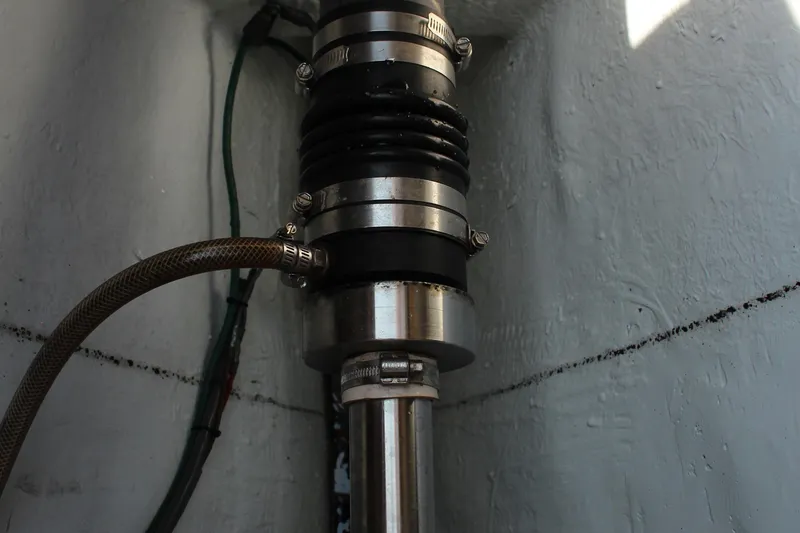 Slide: The Image of Close-up of mechanical components inside a 1992 Novi 32 Downeast boat. - 47