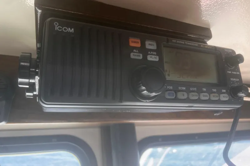 Slide: The Image of Icom VHF marine transceiver IC-M127 inside a 1992 Novi 32 Downeast boat. - 53