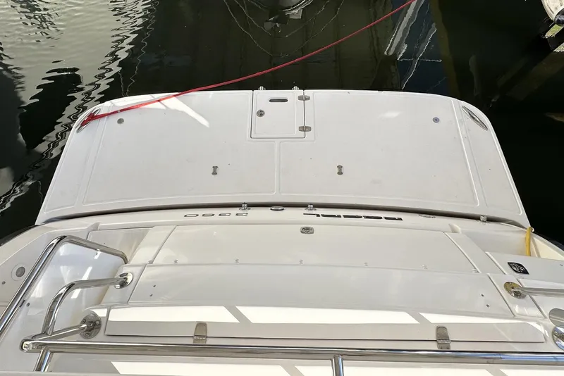 Slide: The Image of 2008 Regal 3360 Window Express boat stern view at dock. - 8