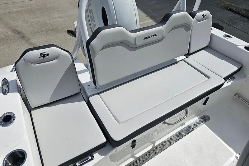 Slide: The Image of 2026 Sea Pro 225 Sandbar boat seating with sleek, modern design and comfortable cushions. - 13