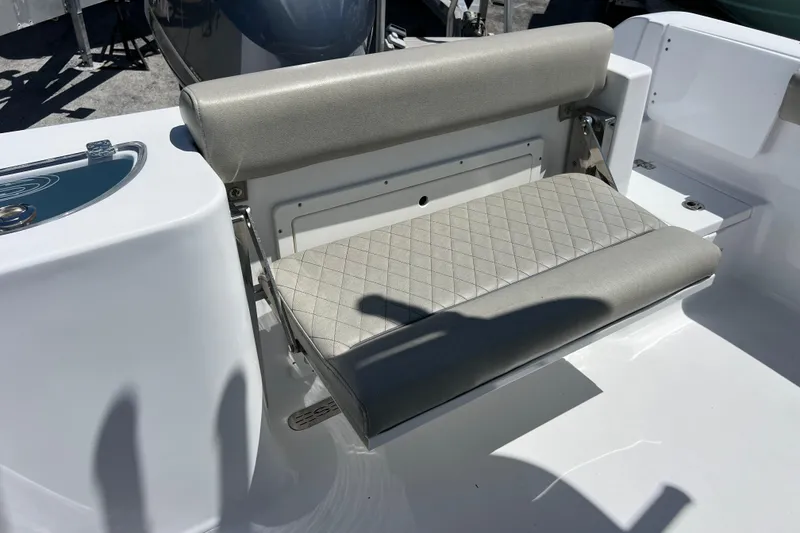 Slide: The Image of 2021 Sportsman Open 232 Center Console boat seat with quilted upholstery. - 20