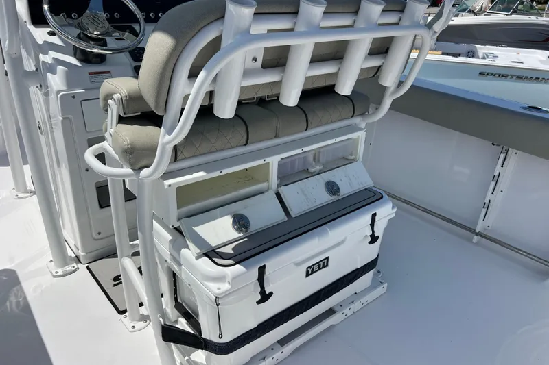 Slide: The Image of 2021 Sportsman Open 232 Center Console with Yeti cooler and rod holders. - 8