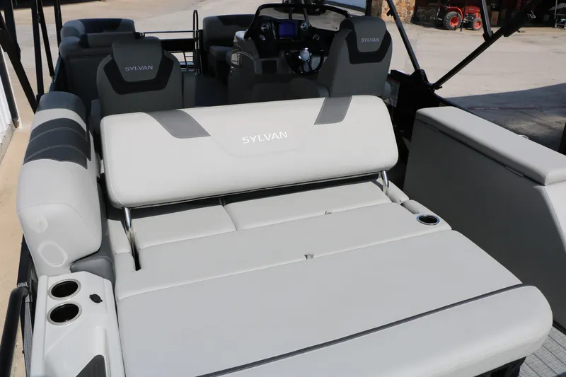 Slide: The Image of 2025 Sylvan L3 CLZ DH boat interior with luxurious seating and modern design. - 13