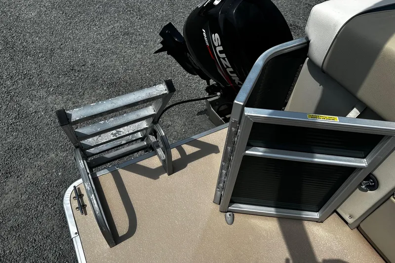 Slide: The Image of 2016 Godfrey Sweetwater 2086 Pontoon with Suzuki motor and foldable ladder. - 12