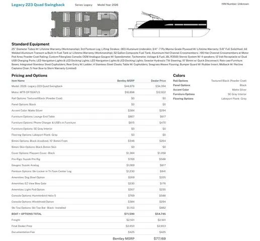 Slide: The Image of Bentley Pontoons 223 Quad Swingback 2026 - 3