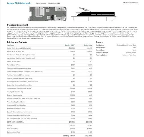 Slide: The Image of Bentley Pontoons 223 Swingback / Suzuki DF150 2026 - 3