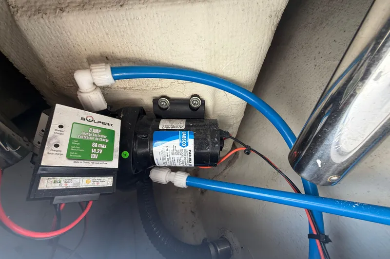 Slide: The Image of Boat electrical system with Solperk charge controller, Striper 220 Center Console, 2020 model. - 56