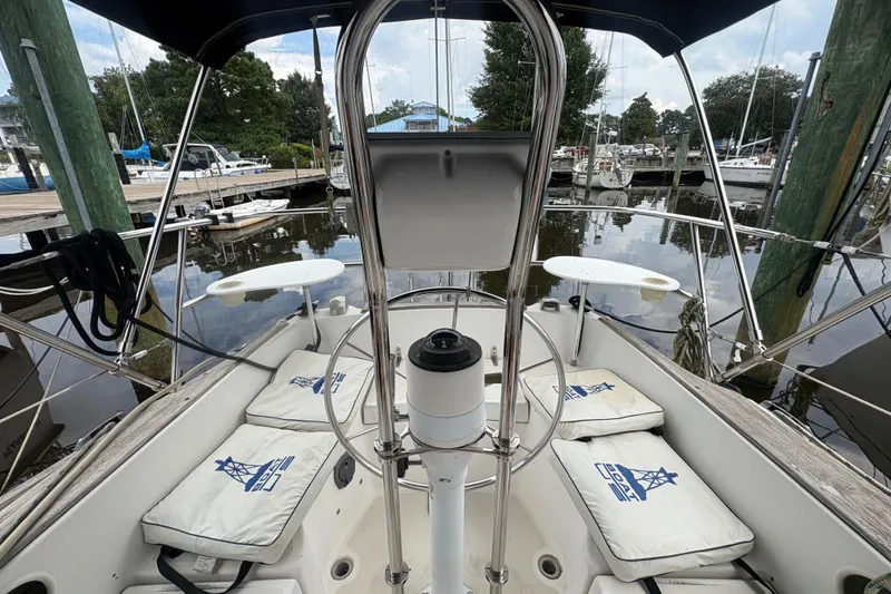 Slide: The Image of Plaque for SternPerch sailboat seats on a Sabre 31, 1981 model. - 48