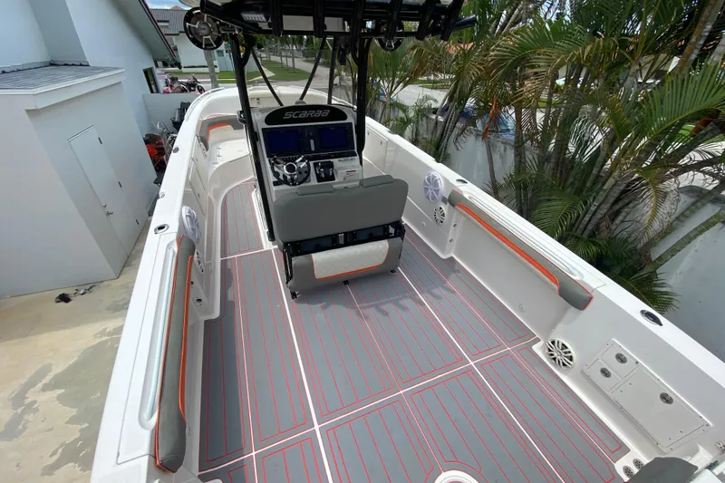 Slide: The Image of 2007 Scarab 35 Sport boat interior with modern helm and sleek design. - 20