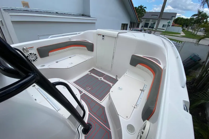 Slide: The Image of 2007 Scarab 35 Sport boat interior with seating and storage compartments. - 26