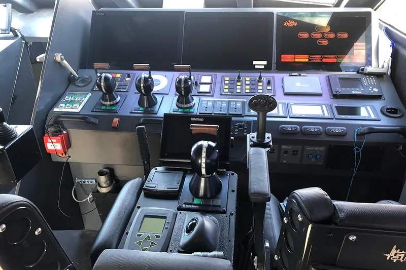 Slide: The Image of Control panel of 2012 River Hawk 73 Sea Stryker Fast Patrol Boat cockpit. - 13