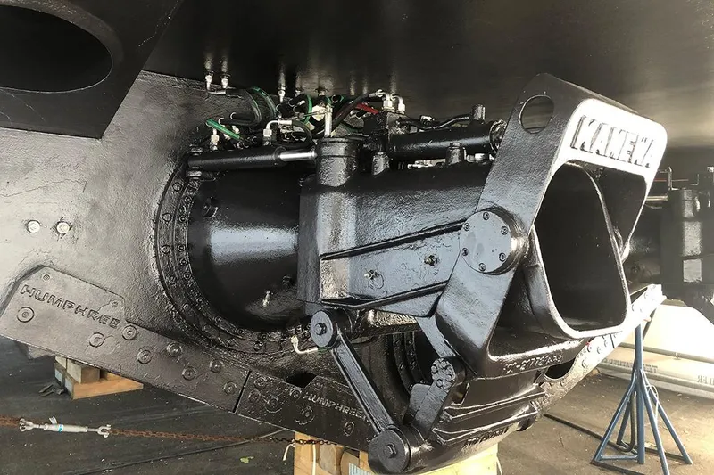 Slide: The Image of Close-up of 2012 River Hawk 73 Sea Stryker Fast Patrol Boat propulsion system. - 19