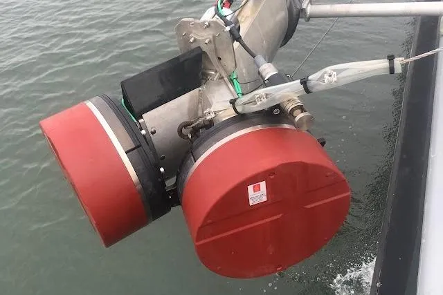 Slide: The Image of Red buoyant device attached to Riverhawk 73 Sea Stryker Fast Patrol Boat, 2012 model. - 26