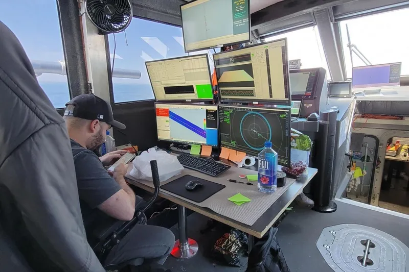 Slide: The Image of Control room of 2012 River Hawk 73 Sea Stryker Fast Patrol Boat with multiple monitors and equipment. - 29