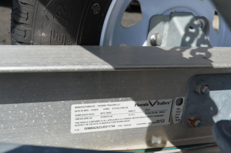 Slide: The Image of Trailer label for 2018 Chaparral 250 Suncoast, manufactured by Phoenix Trailers. - 44