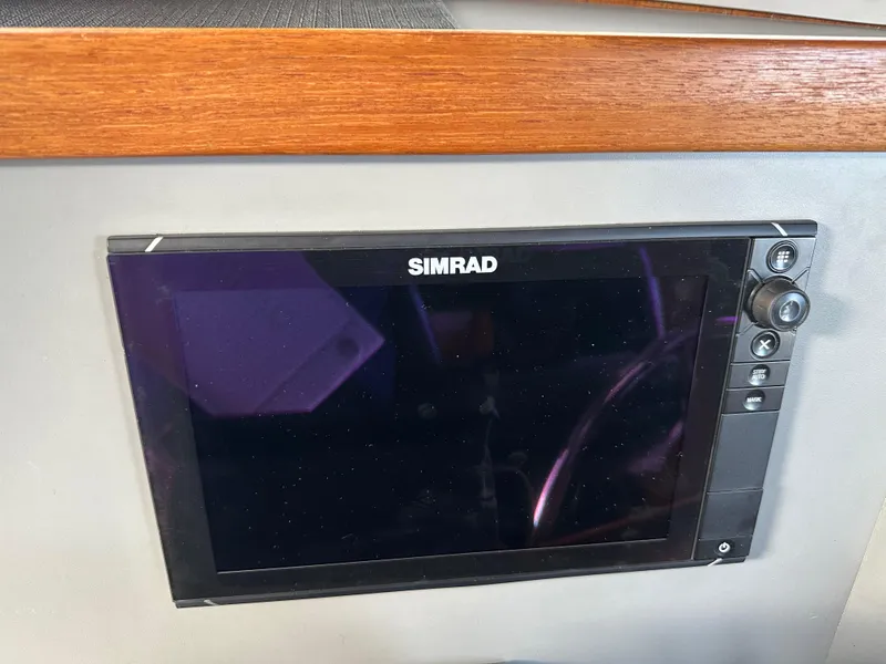 Slide: The Image of Compact bathroom in 2001 Cherubini Independence 45 yacht with sink, toilet, and shower. - 33