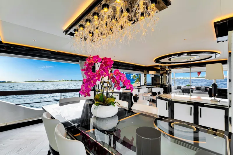 Slide: The Image of Luxurious interior of 2021 Sirena 88 yacht with elegant decor and ocean view. - 61