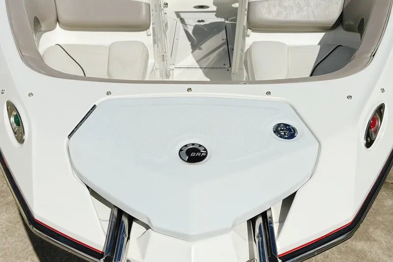 Slide: The Image of 2010 Seadoo 210 Challenger SE boat interior with seating and BRP logo. - 4