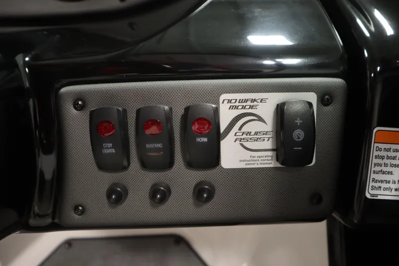 Slide: The Image of Control panel of 2018 Yamaha AR195 boat with switches and cruise assist feature. - 23