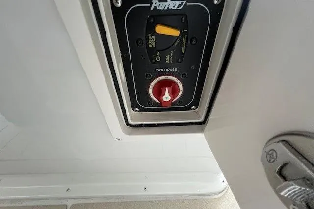 Slide: The Image of Control panel of a 2025 Parker 2600 Center Console boat. - 8