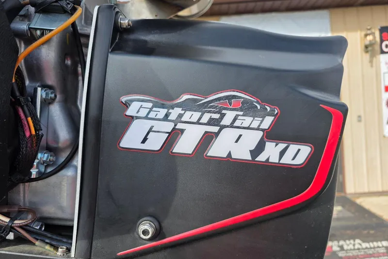 Slide: The Image of Close-up of GatorTail GTR XD engine on 2026 Xpress Bayou 180 boat. - 9