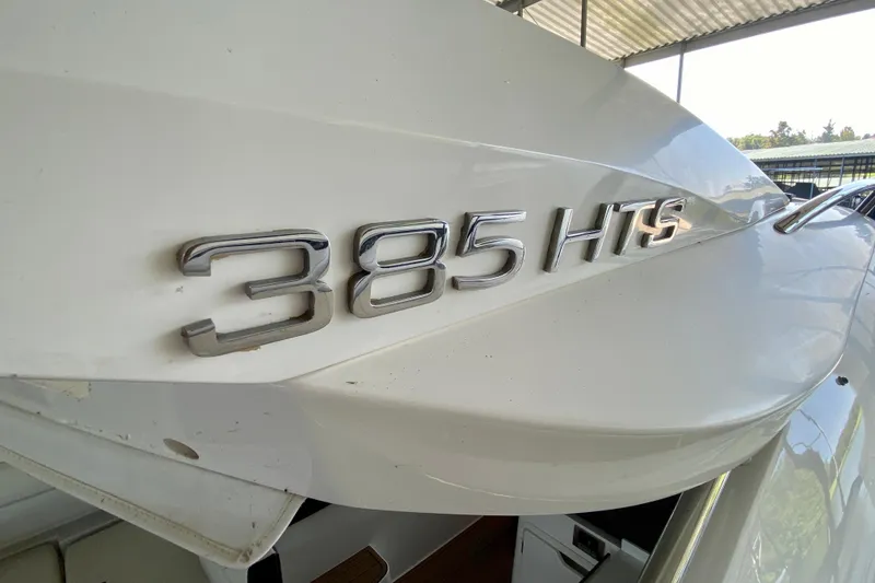 Slide: The Image of Luxurious seating area on 2018 Galeon 385 HTS yacht with wooden deck. - 19