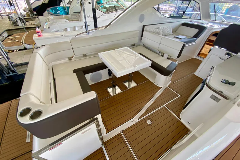 Slide: The Image of Helm of 2018 Galeon 385 HTS yacht with modern navigation equipment. - 26