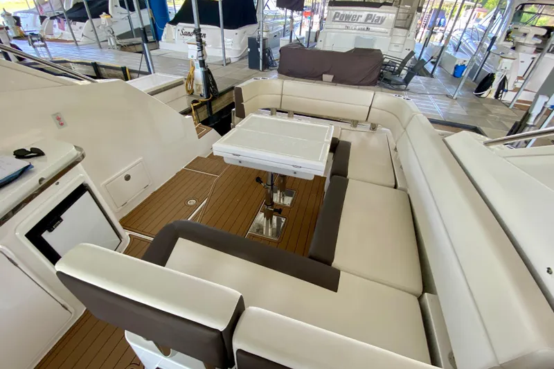 Slide: The Image of Control panel of 2018 Galeon 385 HTS with Raymarine display and Volvo Penta ignition. - 30