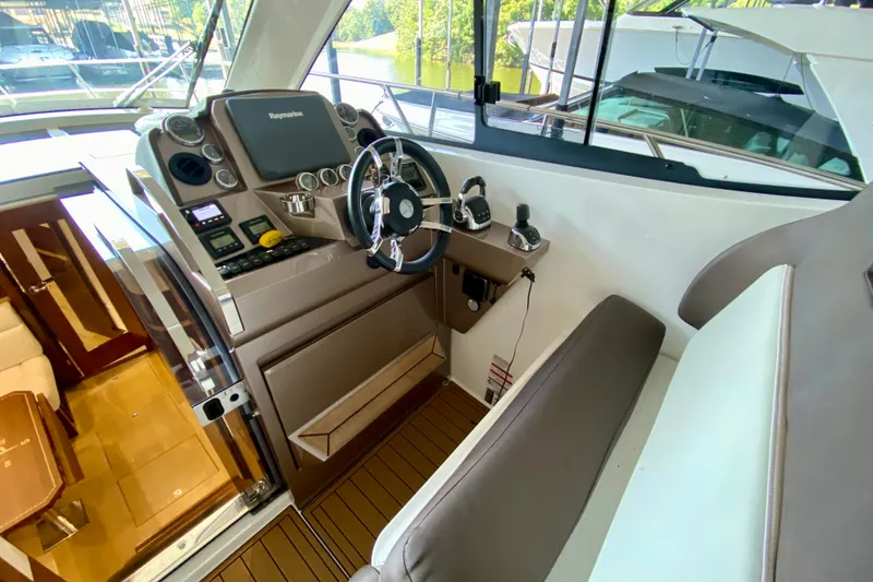 Slide: The Image of Luxurious interior of 2018 Galeon 385 HTS yacht with elegant seating and modern design. - 36