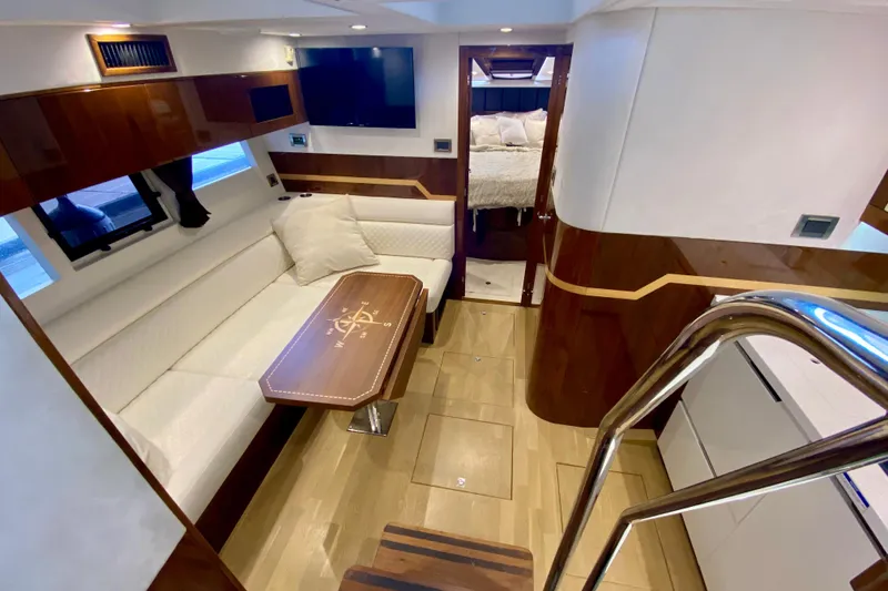 Slide: The Image of Luxurious bathroom in 2018 Galeon 385 HTS yacht with modern fixtures and sleek design. - 44