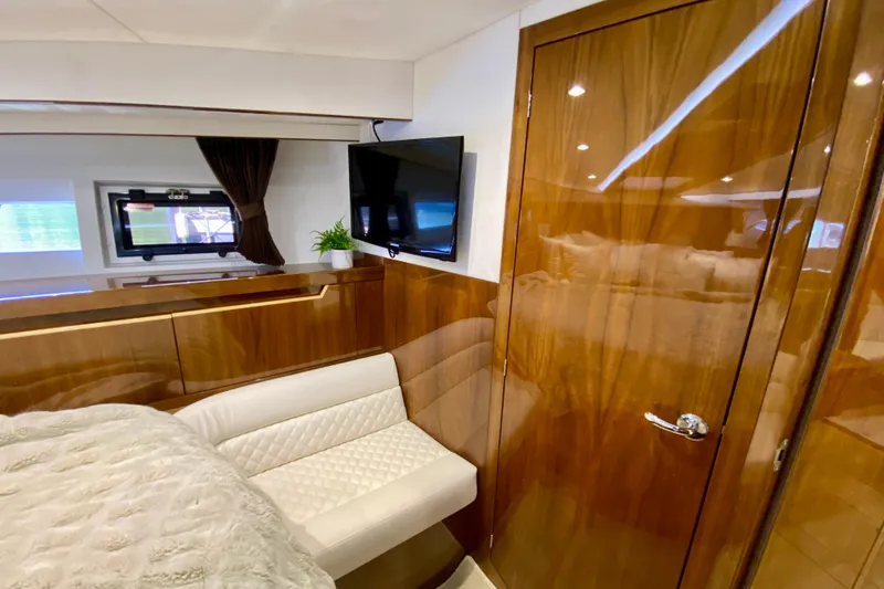 Slide: The Image of Bathroom interior of 2018 Galeon 385 HTS yacht with modern fixtures. - 50