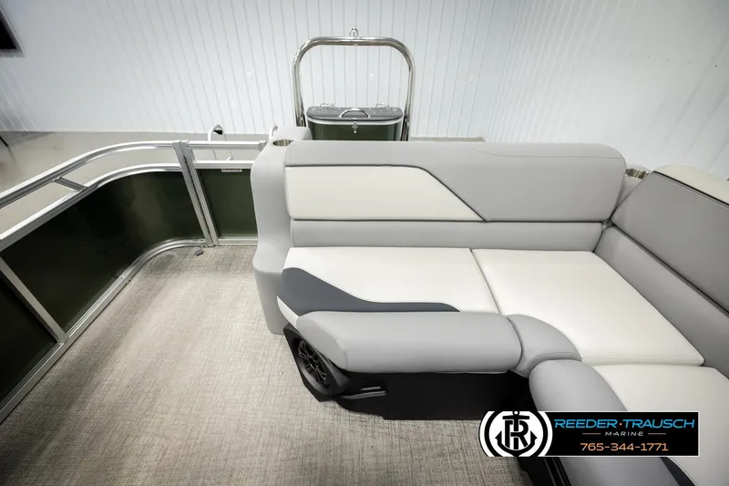 Slide: The Image of Luxurious seating on 2026 Avalon VEN CRB pontoon boat, featuring modern design and comfort. - 14